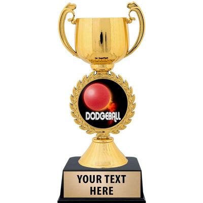 Crown Awards Personalized Dodgeball Trophy, 7.25" Gold Cup Dodgeball Trophies with Free Custom Engraving 5 Pack Prime