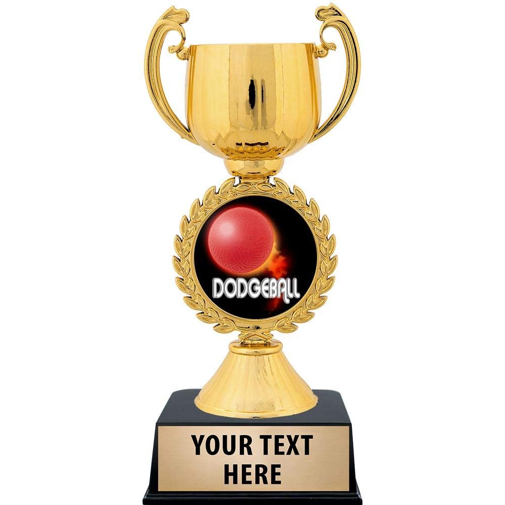 Crown Awards Personalized Dodgeball Trophy, 7.25" Gold Cup Dodgeball Trophies with Free Custom Engraving 5 Pack Prime