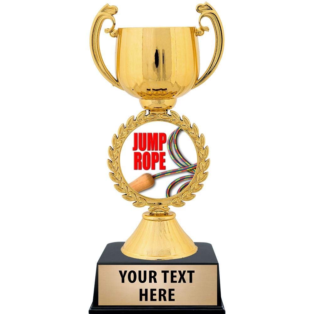 Personalized Jump Rope Trophy, 7.25" Gold Cup Jump Rope Trophies With Free Custom Engraving 20 Pack