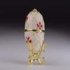 Keren Kopal White Russian Egg with Flowers And Harp Surprise Inside Trinket Box Faberge Egg Decorated with Austrian Crystals Collectors Easter Egg view 2