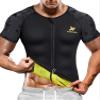 NINGMI Sauna Suit for Men Hot Sweat Suit Sauna Shirt Sweat Body Shaper Workout Neoprene Suit Zipper Short Sleeve view 1