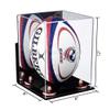 Better Display Cases Acrylic Rugby Ball Display Case Vertical with Mirror, Wall Mount and Pink Risers (A060-PNR) view 2