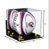 Better Display Cases Acrylic Rugby Ball Display Case Vertical with Mirror, Wall Mount and Yellow Risers (A060-YR) view 2