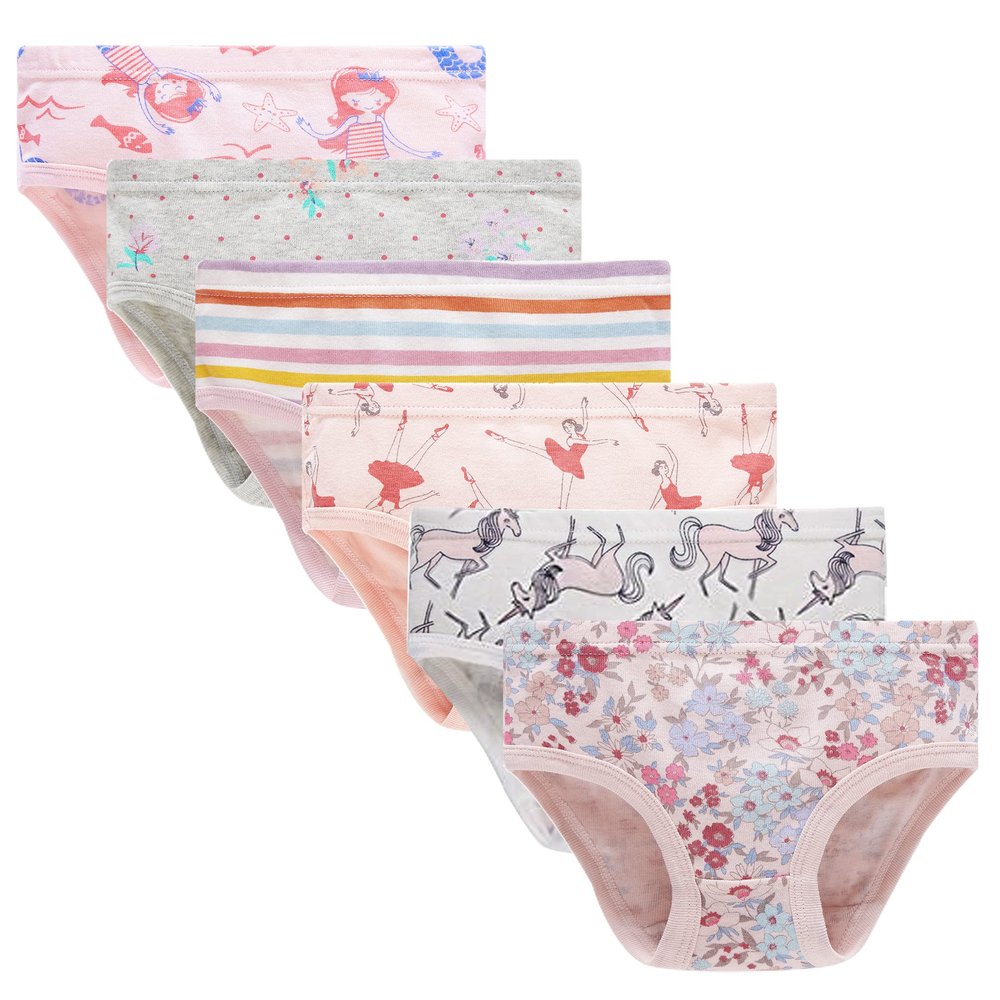 Barara King Soft 100% Cotton Panties Big Girls' Undies Assorted Underwear (Pack of 6) Size 8