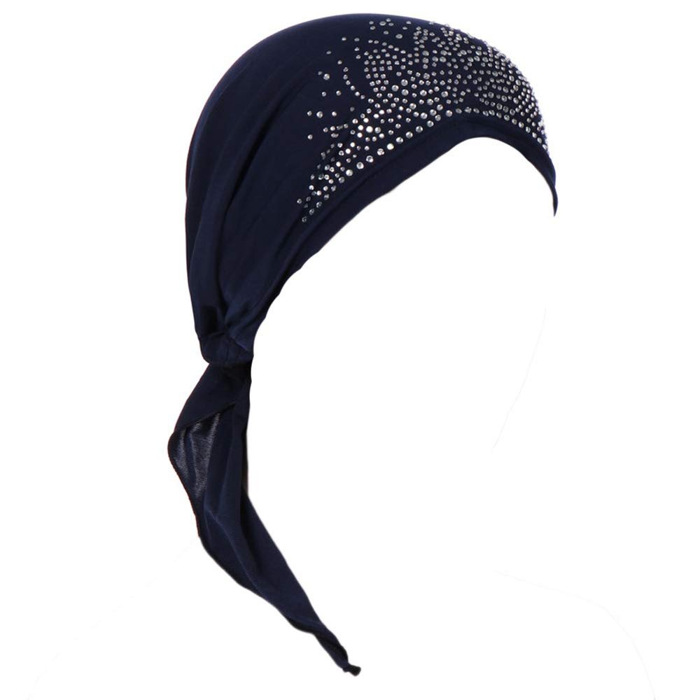 Chemo Caps for Women Beanie Hat Headwrap Turban Hat Headwear for Cancer Patients Navy