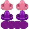 ONE250 Air Hockey Pushers and Purple Air Hockey Pucks, Goal Handles Paddles Replacement Accessories for Game Tables (4 Striker, 4 Puck Pack) (Pink & Purple) view 1