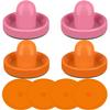 ONE250 Air Hockey Pushers and Orange Air Hockey Pucks, Goal Handles Paddles Replacement Accessories for Game Tables (4 Striker, 4 Puck Pack) (Orange & Pink) view 1