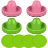 ONE250 Air Hockey Pushers and Green Air Hockey Pucks, Goal Handles Paddles Replacement Accessories for Game Tables (4 Striker, 4 Puck Pack) (Pink & Green) view 1