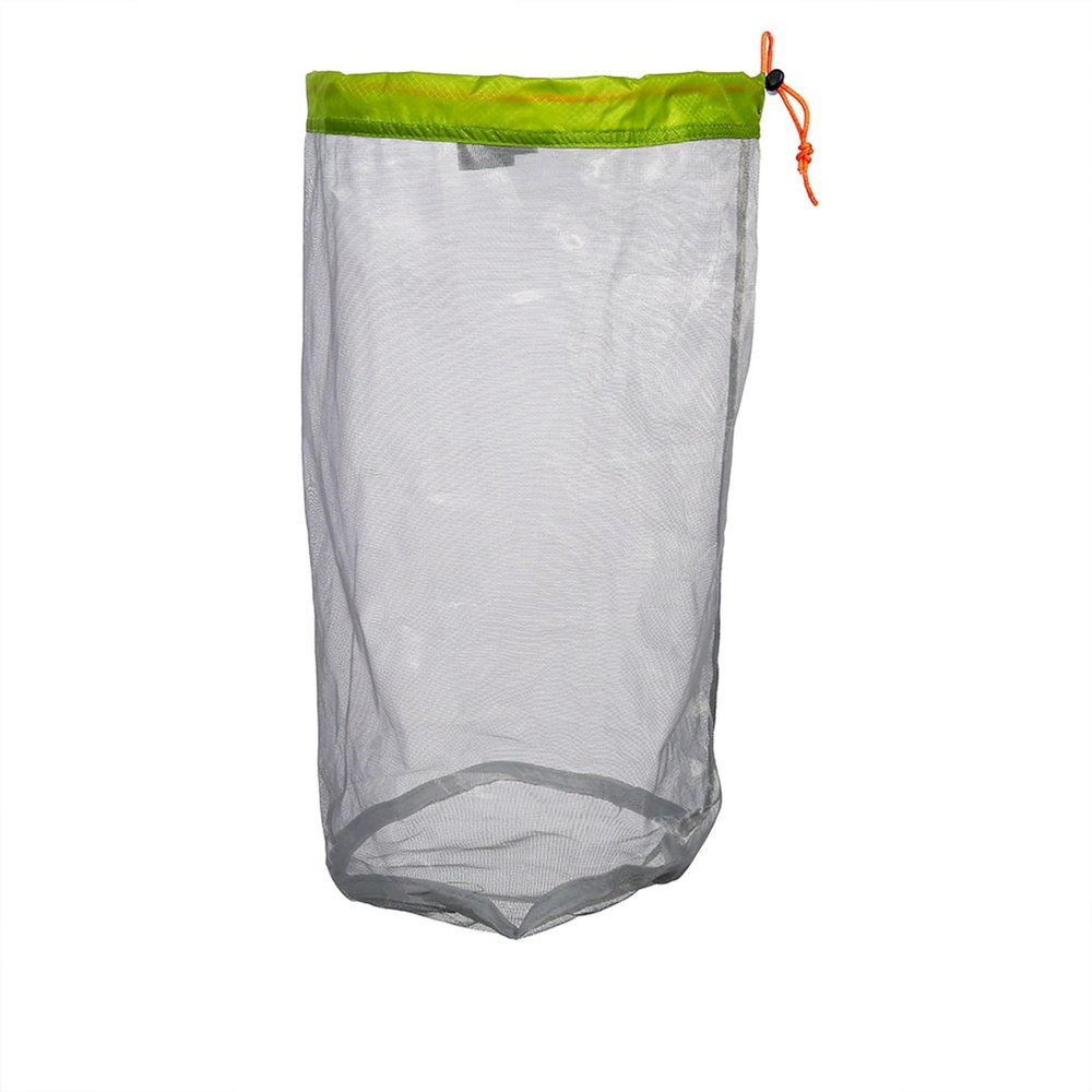 VGEBY1 Camping Mesh Storage Bag, Ultralight Nylon Drawstring Mesh Sack Stuff Storage Bag for Outdoor Travel Hiking (L-Green)