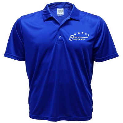 5-Star Rideshare Driver Performance Polo, Reflective Design, Moisture Wicking, Royal Shirt