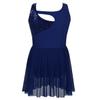 Freebily Girls Sequin Lyrical Ballet Latin Dance Dress Sleeveless Figure Ice Skating Dress Gymnastics Leotard Skirt Costume (Navy_Blue, 14) view 2