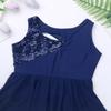 Freebily Girls Sequin Lyrical Ballet Latin Dance Dress Sleeveless Figure Ice Skating Dress Gymnastics Leotard Skirt Costume (Navy_Blue, 14) view 4
