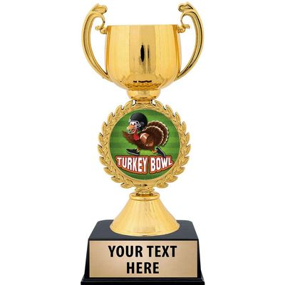 Crown Awards Personalized Turkey Bowl Trophy, 7.25" Gold Cup Turkey Bowl Trophies with Free Custom Engraving 50 Pack Prime