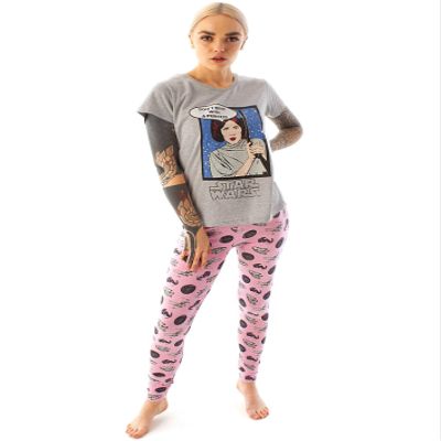 STAR WARS Pajamas Women's Princess Leia Leggings Loungepants & T-Shirt PJ Set Small Grey