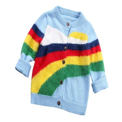 Winter Coat for Baby Girl Rainbow Clouds Knitting Cardigan Kids Winter Coat for Baby Boy (12M)