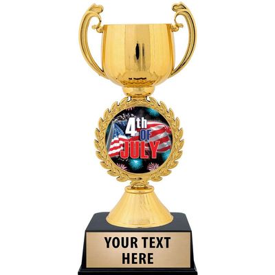 Crown Awards Personalized 4th of July Trophy, 7.25" Gold Cup 4th of July Trophies with Free Custom Engraving 5 Pack Prime