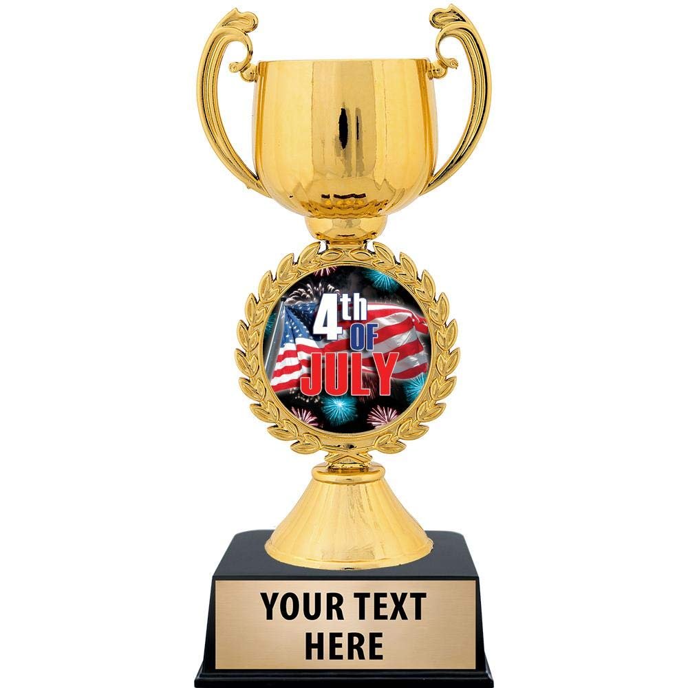 Crown Awards Personalized 4th of July Trophy, 7.25" Gold Cup 4th of July Trophies with Free Custom Engraving 5 Pack Prime
