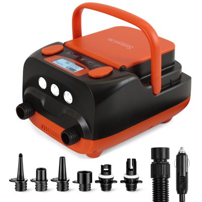 SereneLife Inflatable Paddle Board Pump Compressor - 16PSI High Pressure SUP Inflator - 12V DC Car Connector - Electric Air Pump for Paddle Boards, Boats, Rafts, Pool Toys - Deflation Function