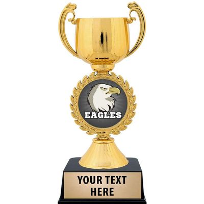 Crown Awards Personalized Mascot Trophy, 7.25" Gold Cup Mascot Eagles Trophies with Free Custom Engraving 50 Pack