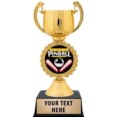 Crown Awards Personalized Pinball Trophy, 7.25" Gold Cup Pinball Trophies with Free Custom Engraving 50 Pack Prime