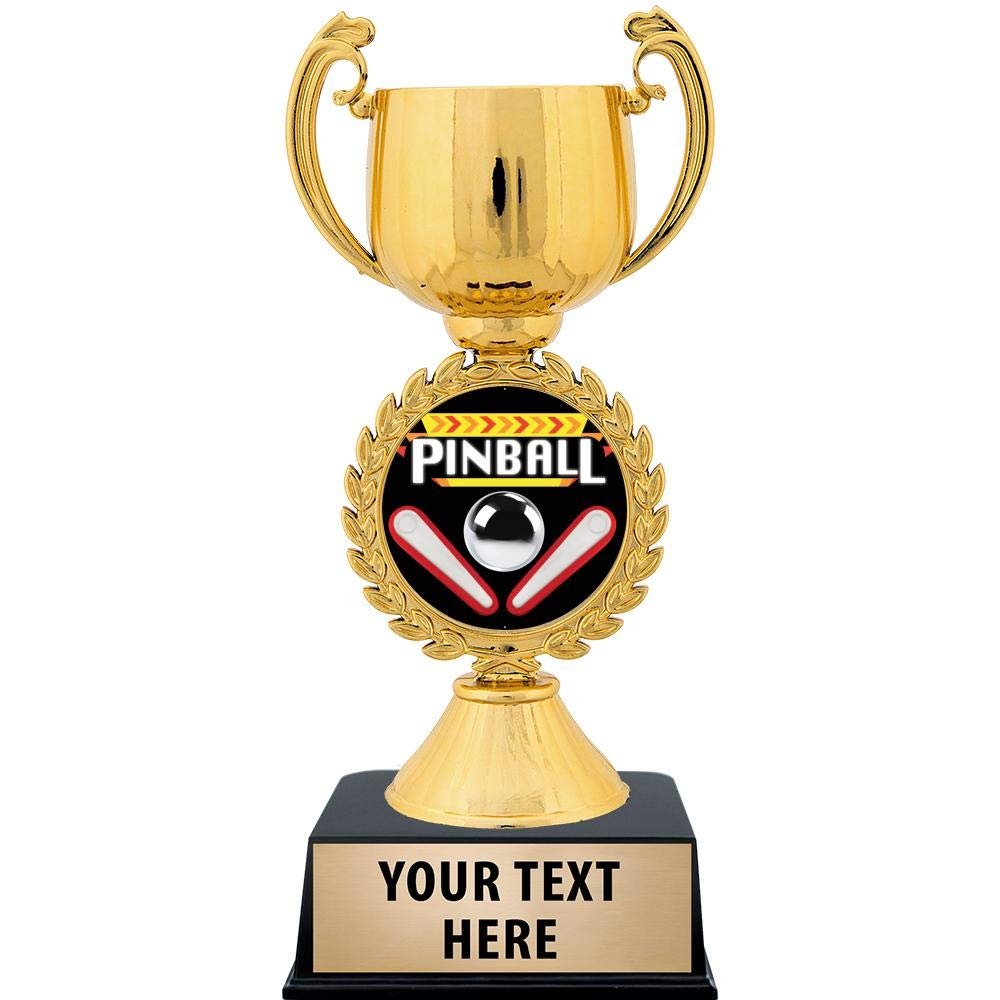 Crown Awards Personalized Pinball Trophy, 7.25" Gold Cup Pinball Trophies with Free Custom Engraving 50 Pack Prime