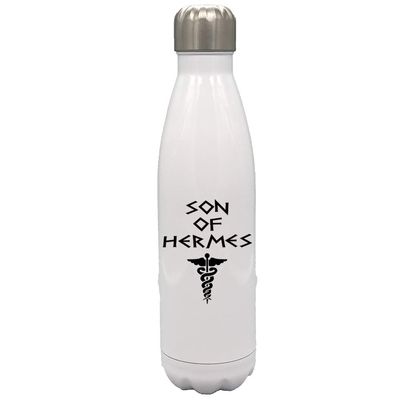 Son of Hermes Greek Demigod 17 oz White Stainless Steel Water Bottle, Hermes Greek Mythology Goddess White Stainless Steel Travel Water Bottle