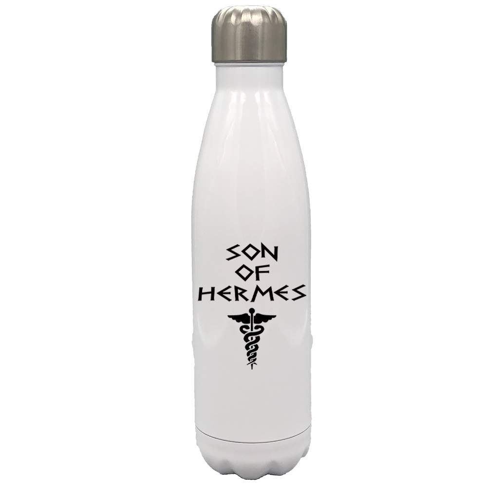 Son of Hermes Greek Demigod 17 oz White Stainless Steel Water Bottle, Hermes Greek Mythology Goddess White Stainless Steel Travel Water Bottle