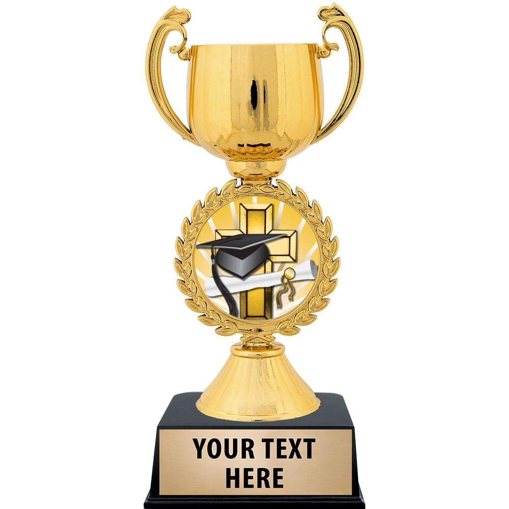 Crown Awards Personalized Religious Graduation Trophy, 7.25" Gold Cup Religious Graduation Trophies with Free Custom Engraving 50 Pack Prime