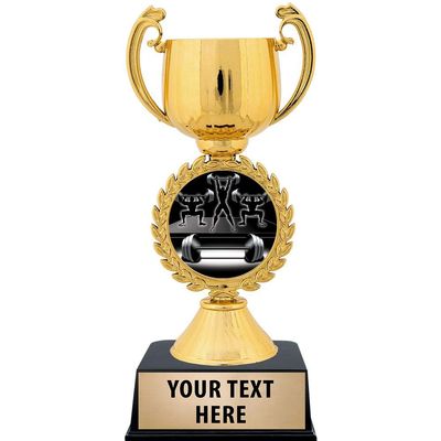 Crown Awards Personalized Bodybuilding Trophy, 7.25" Gold Cup Bodybuilding Trophies with Free Custom Engraving 50 Pack