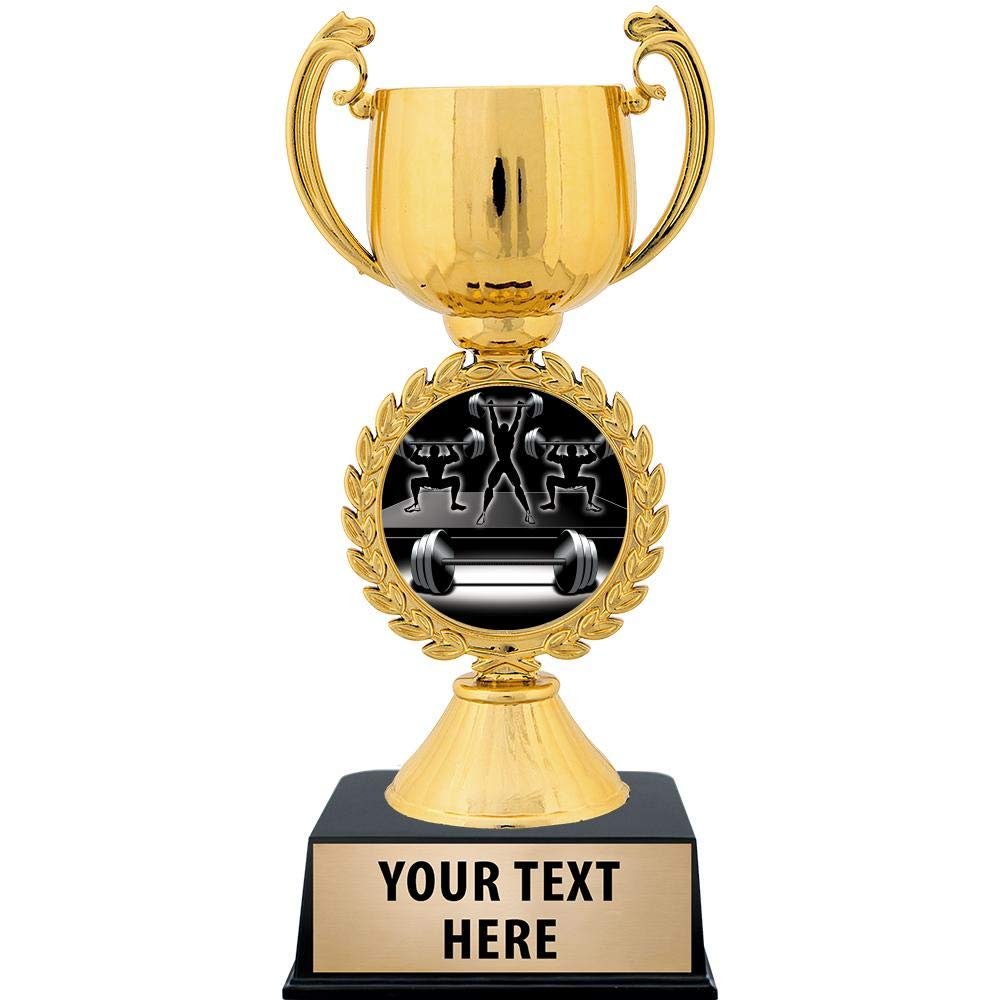 Crown Awards Personalized Bodybuilding Trophy, 7.25" Gold Cup Bodybuilding Trophies with Free Custom Engraving 50 Pack