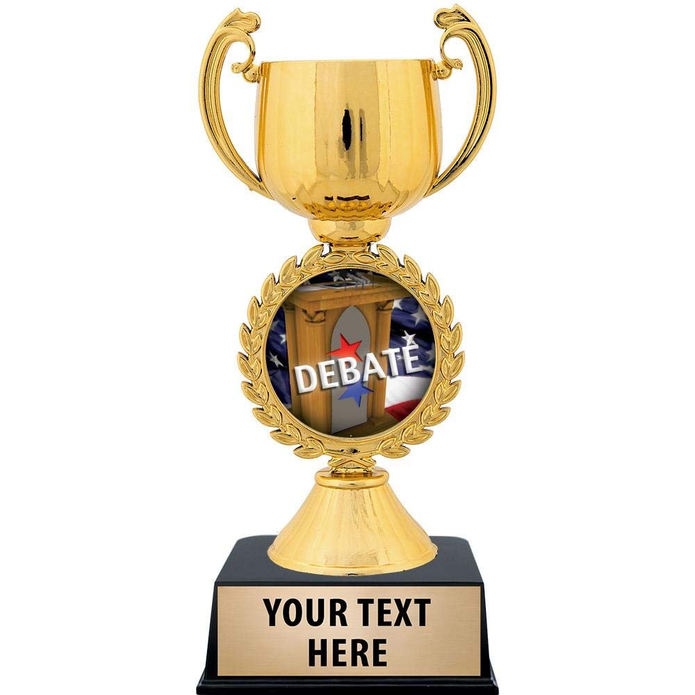 Crown Awards Personalized Debate Trophy, 7.25" Gold Cup Debate Trophies with Free Custom Engraving 10 Pack Prime
