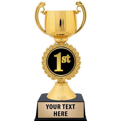 Crown Awards Personalized 1st Place Trophy, 7.25" Gold Cup 1st Place Trophies with Free Custom Engraving 50 Pack Prime