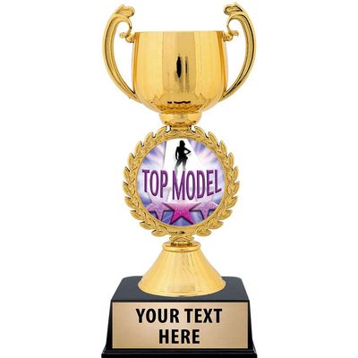 Crown Awards Personalized Top Model Trophy, 7.25" Gold Cup Top Model Trophies with Free Custom Engraving 50 Pack Prime