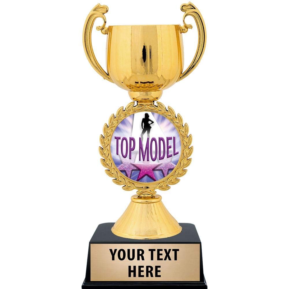 Crown Awards Personalized Top Model Trophy, 7.25" Gold Cup Top Model Trophies with Free Custom Engraving 50 Pack Prime