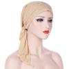 Womens Flower Twisted Wrap Elastic Knotted Beanie Hair Loss Chemo Caps for Women Beige view 2