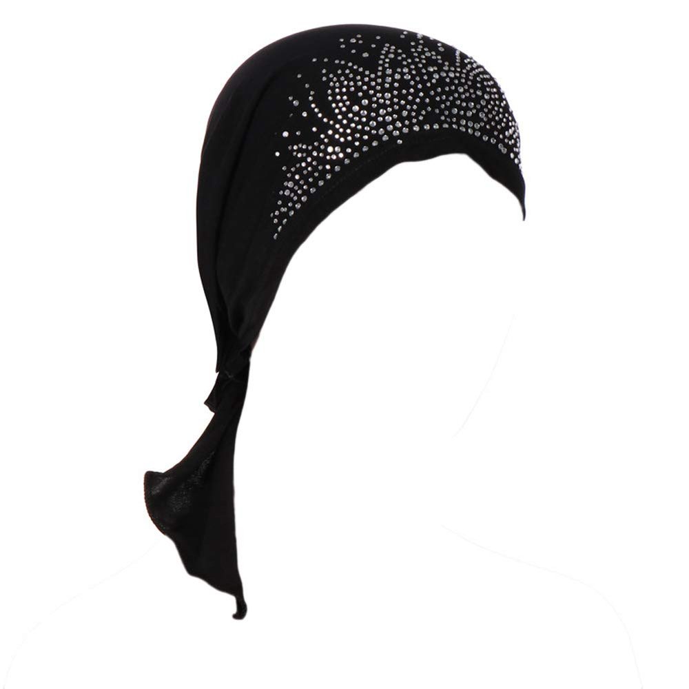 Chemo Cancer Turbans Cap Twisted Braid Hair Cover Wrap Turban Headwear for Women Black