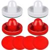 ONE250 Air Hockey Pushers and Red Air Hockey Pucks, Goal Handles Paddles Replacement Accessories for Game Tables (4 Striker, 4 Puck Pack) (White & Red) view 1