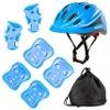 Adjustable Protective Helmet Kids Protective Gear Knee Elbow Pads Wrist Guard Outdoor Sports Safety Bike Scooters Skateboards (Blue) view 1
