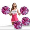Ueerdand Pack of 4 Cheerleading Pom Poms Foil Plastic Metallic Cheerleader Pom Poms for Cheer Sport Kids Adults Team Spirit Cheering (Rose Red/Silver) view 1