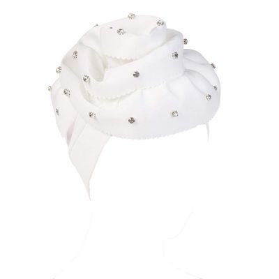 Women Turban Hat African Knot Headwrap Beanie Pre-Tied Chemo Cap Hair Loss Hat White