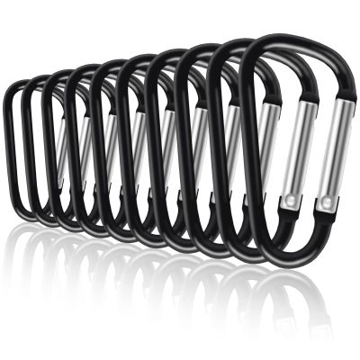 UPINS 100Pcs Carabiner Clips, Aluminum Locking Spring Hook Keychain D Shape Heavy Duty Buckle Pack Carabiners Clip Lock Snap Hooks Backpack Clip