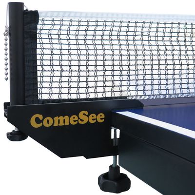 ComeSee Professional Table Tennis Ping Pong Net Post Set Strength Screw Clamp with Net Clip Insert, 1.65 Inch Width Grip Holder, Tension and Height Adjustable Easy Set Up (Black)