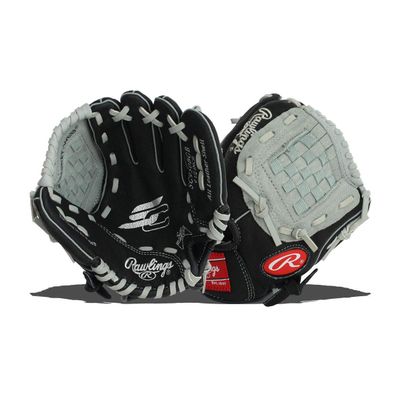 Rawlings | SURE CATCH T-Ball & Youth Baseball Glove | Right Hand Throw | 9.5" | Black/Grey