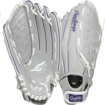 Rawlings | Sure Catch Series Fastpitch Softball Glove | Purple/Grey/White | LHT | 12'