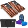Tailgating Pros Rustic American Flag Cornhole Boards w/Bean Bags - 4'x2' Distressed Flag Cornhole Game w/Carrying Case & Corn Hole Bags view 1