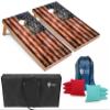 Tailgating Pros Rustic American Flag Cornhole Boards w/Bean Bags - 4'x2' Distressed Flag Cornhole Game w/Carrying Case & Corn Hole Bags view 1