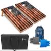 Tailgating Pros Rustic American Flag Cornhole Boards w/Bean Bags - 4'x2' Distressed Flag Cornhole Game w/Carrying Case & Corn Hole Bags view 1