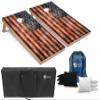 Tailgating Pros Rustic American Flag Cornhole Boards w/Bean Bags - 4'x2' Distressed Flag Cornhole Game w/Carrying Case & Corn Hole Bags view 1