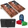Tailgating Pros Rustic American Flag Cornhole Boards w/Bean Bags - 4'x2' Distressed Flag Cornhole Game w/Carrying Case & Corn Hole Bags view 1
