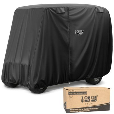 10L0L Universal 2-4 Passenger Golf Cart Cover for EZGO, Club Car and Yamaha, Waterproof Sunproof and Durable, Black
